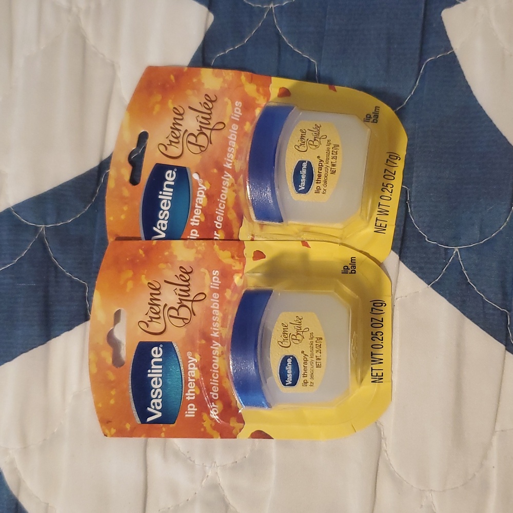 2 Vaseline Creme Brulee Mini Pots Limited Edition Holiday Lip Therapy Gloss
